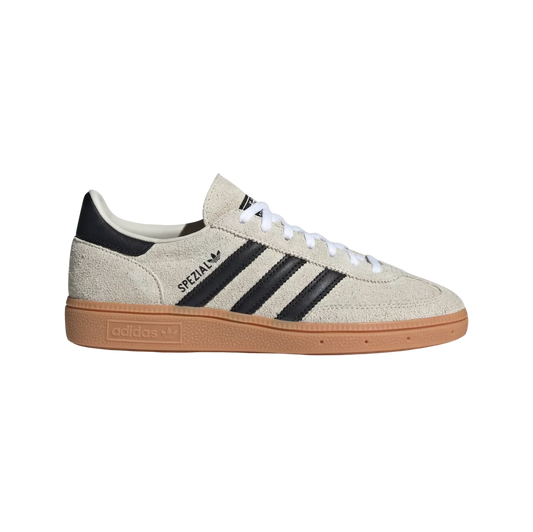 Adidas Spezial Alumina – Seitenansicht der Retro-Unisex-Sneaker aus Wildleder mit Gummisohle und schwarzen Streifen