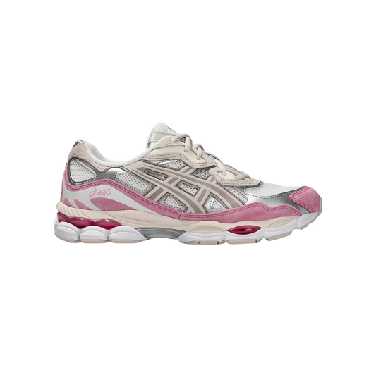 ASICS GEL NYC Cream Mineral Beige – Seitenansicht des Retro-Tech-Sneakers aus Leder mit GEL™-Dämpfung und Gummisohle