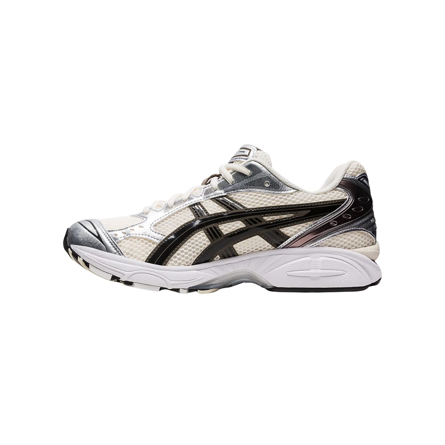 ASICS Kayano 14 Cream – Innenseite mit atmungsaktivem Mesh, synthetischen Verstärkungen und sichtbarer GEL™-Dämpfung