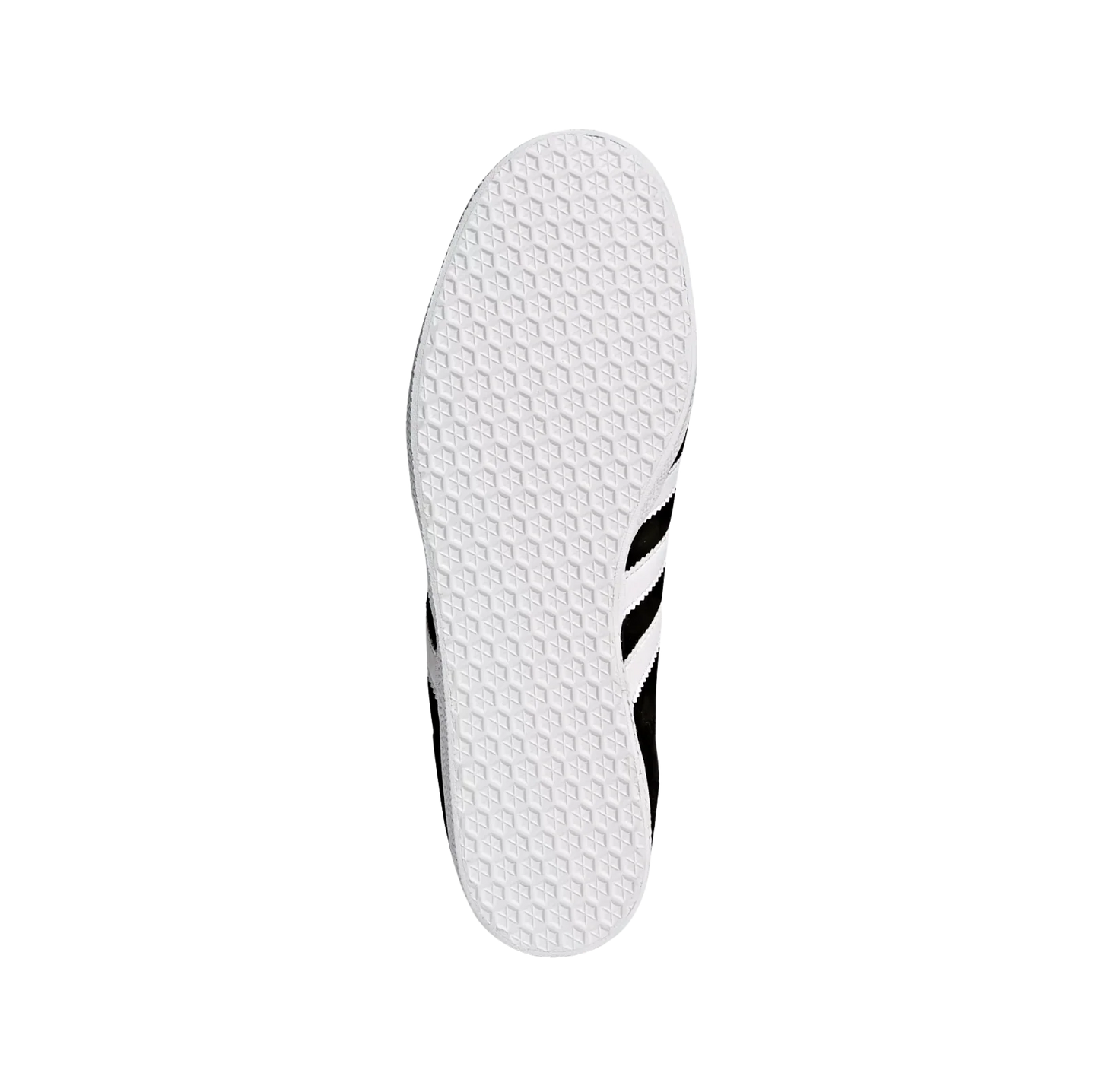 Adidas Gazelle Core Black – Sohlenansicht der Retro-Unisex-Sneaker aus Nubukleder mit Gummisohle und weißen Streifen