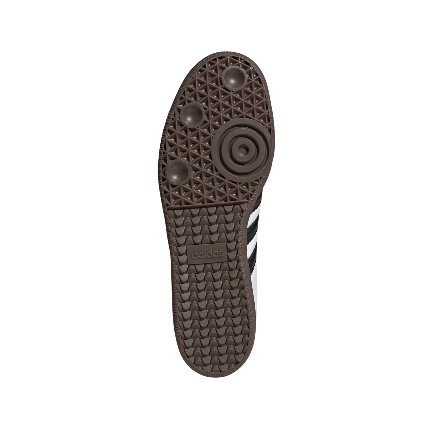 Adidas Samba OG Cloud White – Sohlenansicht der Retro-Unisex-Sneaker aus Leder & Wildleder in Weiß mit Naturgummi-Sohle und schwarzen Streifen