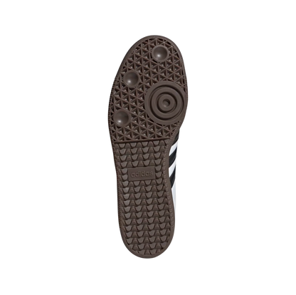 Adidas Samba OG Cloud White – Sohlenansicht der Retro-Unisex-Sneaker aus Leder & Wildleder in Weiß mit Naturgummi-Sohle und schwarzen Streifen