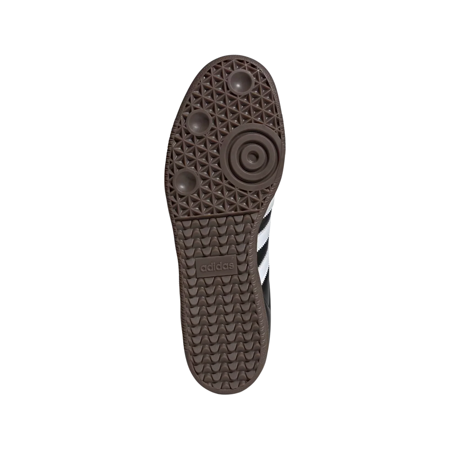 Adidas Samba OG Core Black – Sohlenansicht der Retro-Unisex-Sneaker aus vollnarbigem Leder mit Naturgummisohle und weißen Streifen