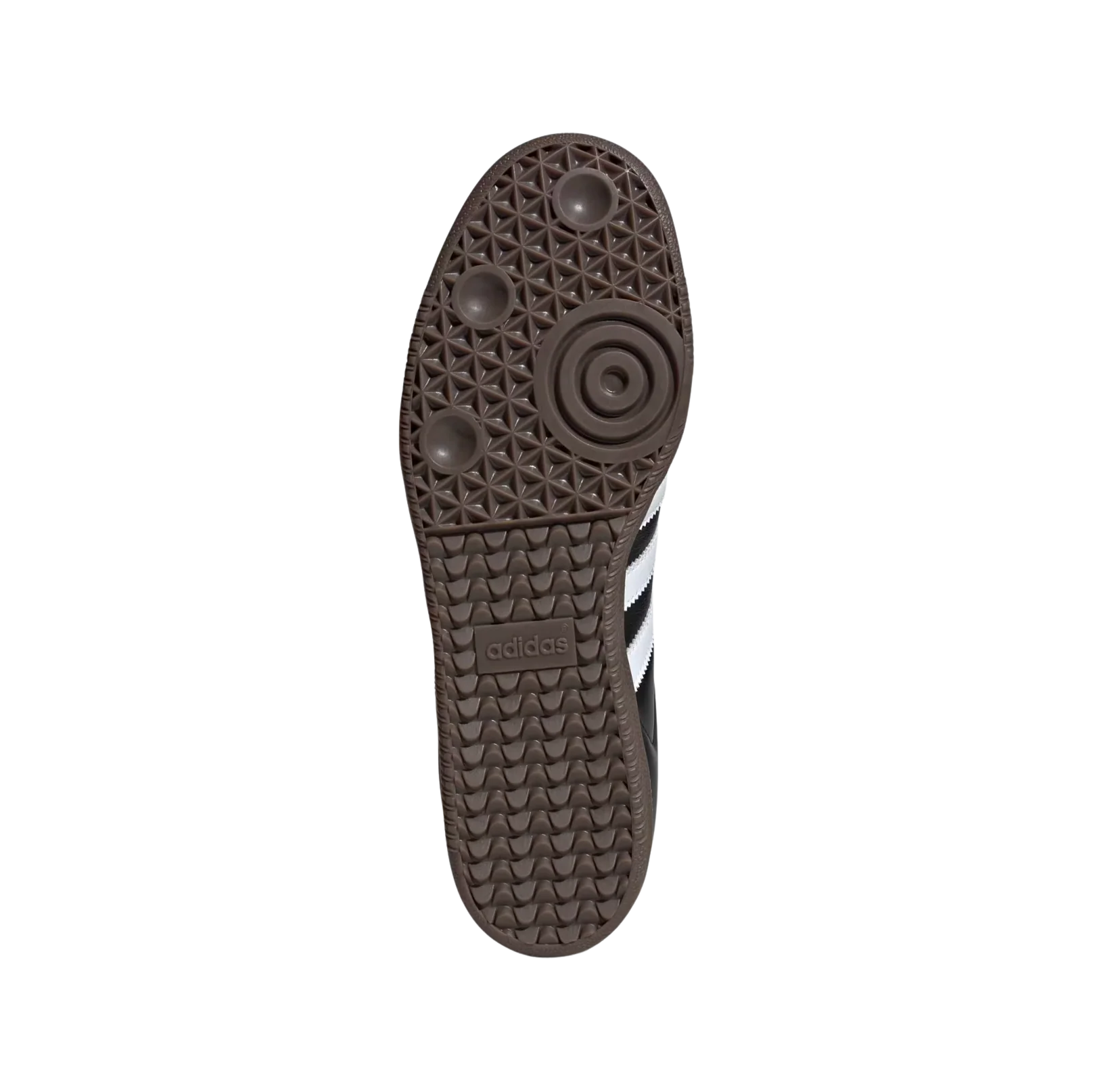 Adidas Samba OG Core Black – Sohlenansicht der Retro-Unisex-Sneaker aus vollnarbigem Leder mit Naturgummisohle und weißen Streifen