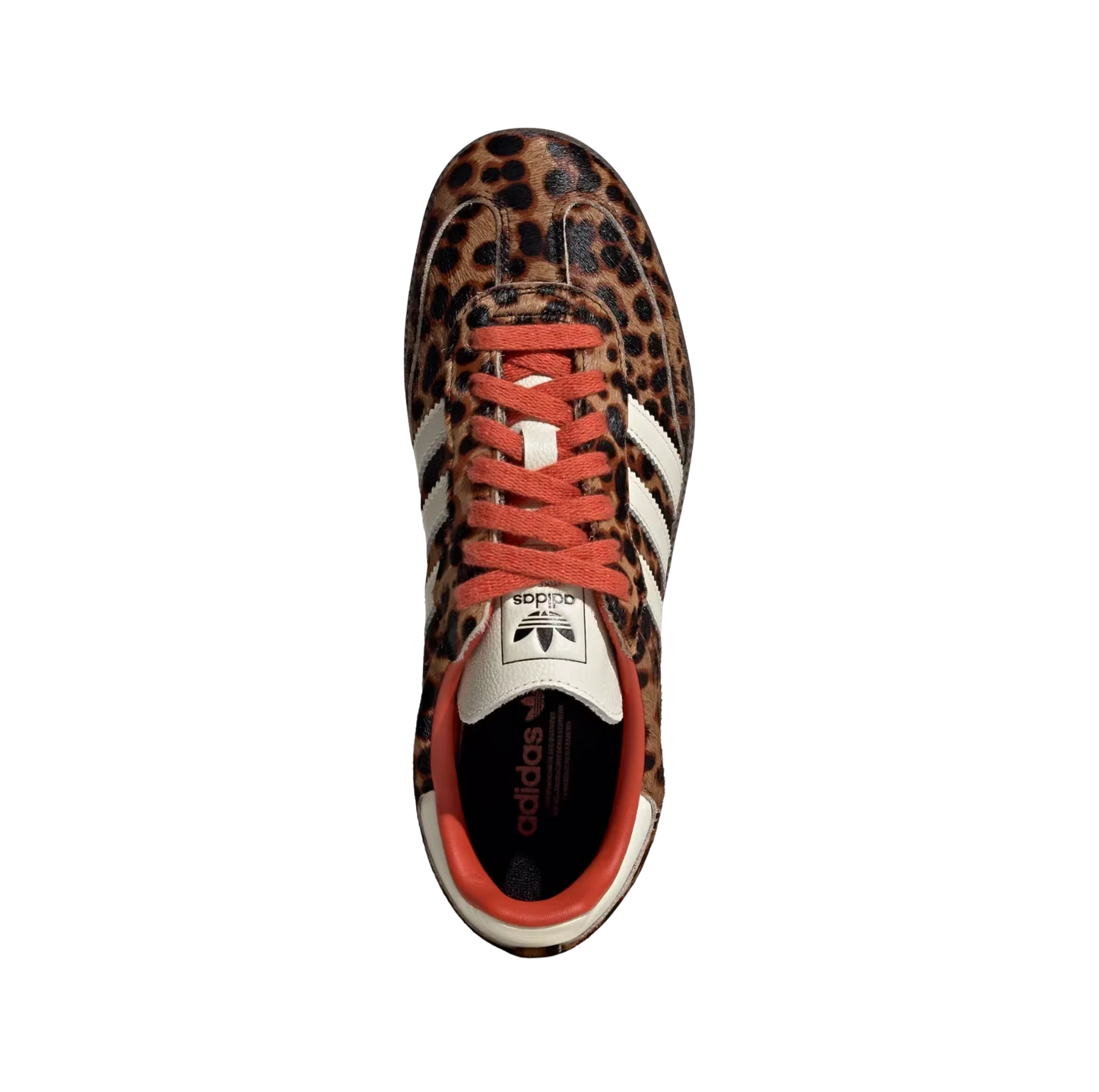 Adidas Samba OG Leopard – Draufsicht der Retro-Damen-Sneaker aus Pony Hair mit Leoparden-Print und Gummisohle