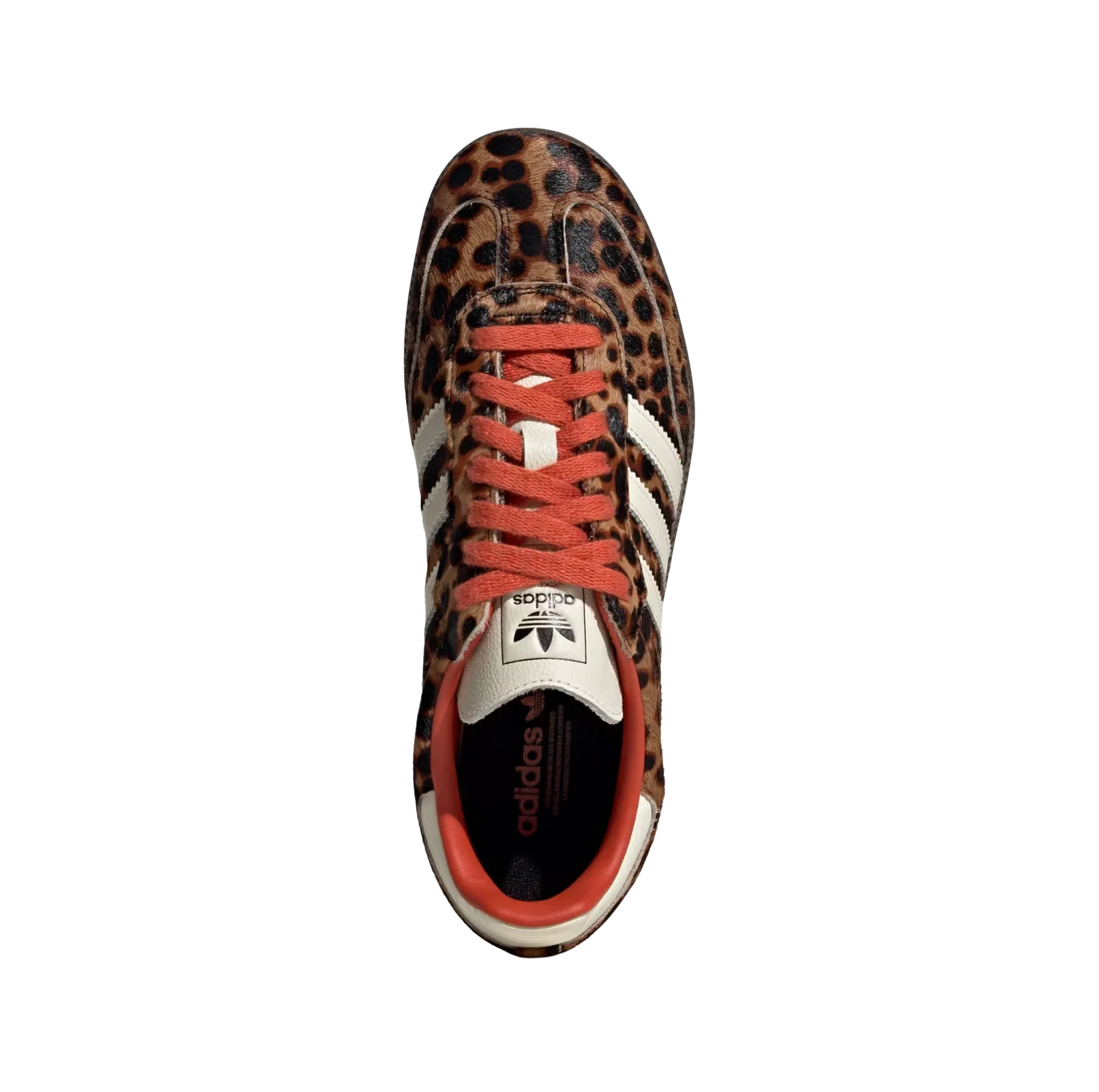 Adidas Samba OG Leopard – Draufsicht der Retro-Damen-Sneaker aus Pony Hair mit Leoparden-Print und Gummisohle