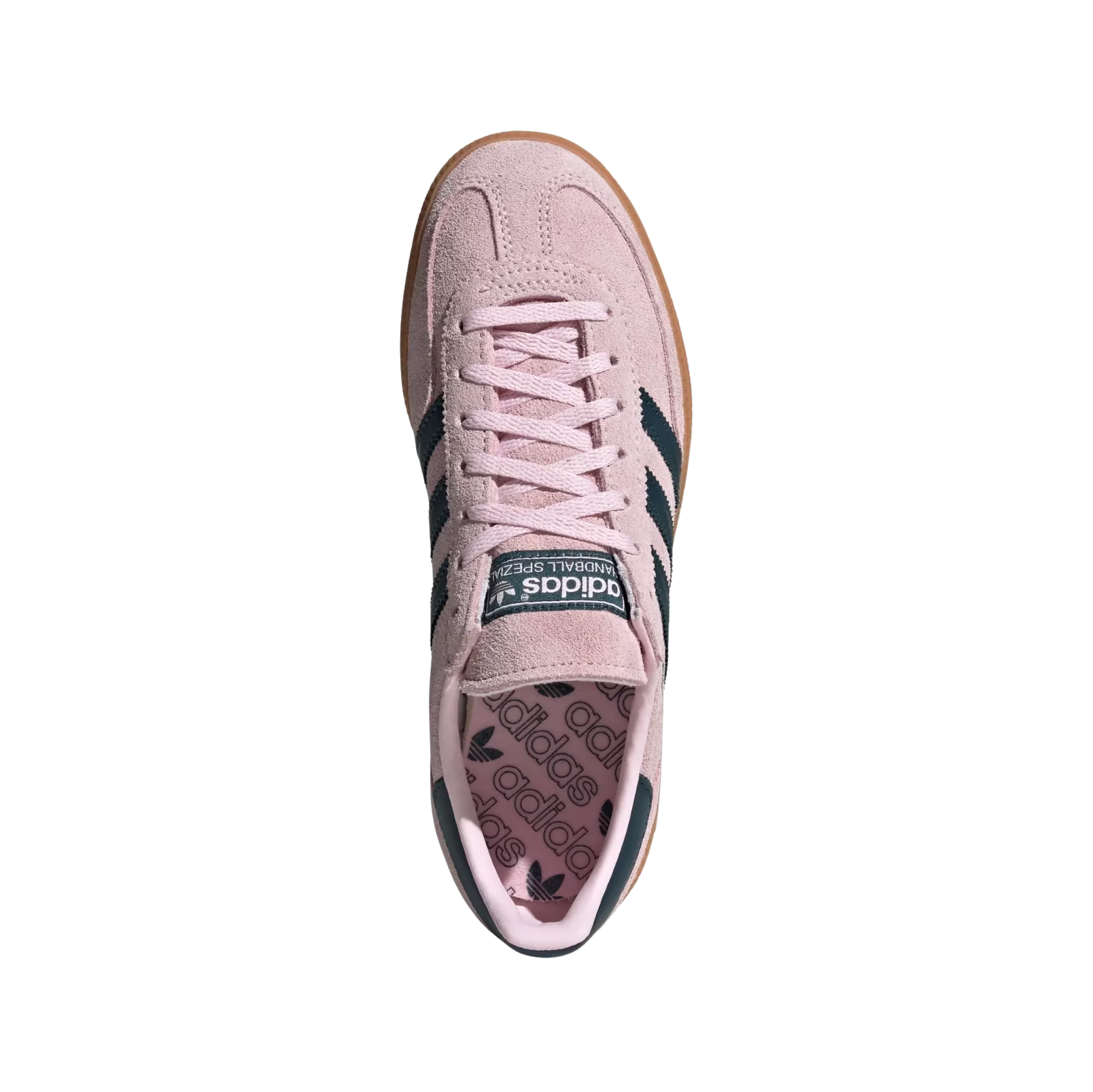 Adidas Spezial Clear Pink – Draufsicht der Retro-Unisex-Sneaker aus Wildleder mit Gummisohle und Arctic-Night-Streifen