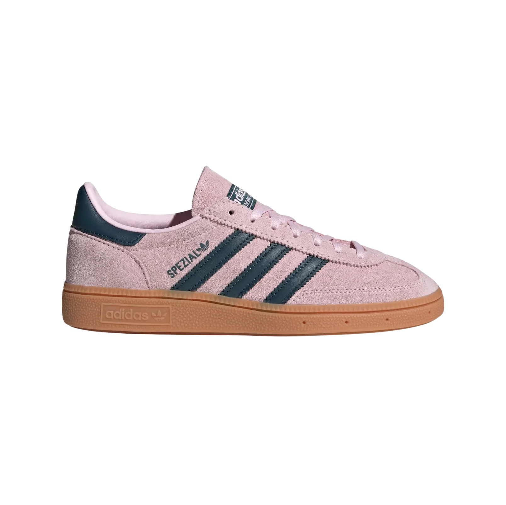 Adidas Spezial Clear Pink – Seitenansicht der Retro-Unisex-Sneaker aus Wildleder mit Gummisohle und Arctic-Night-Streifen