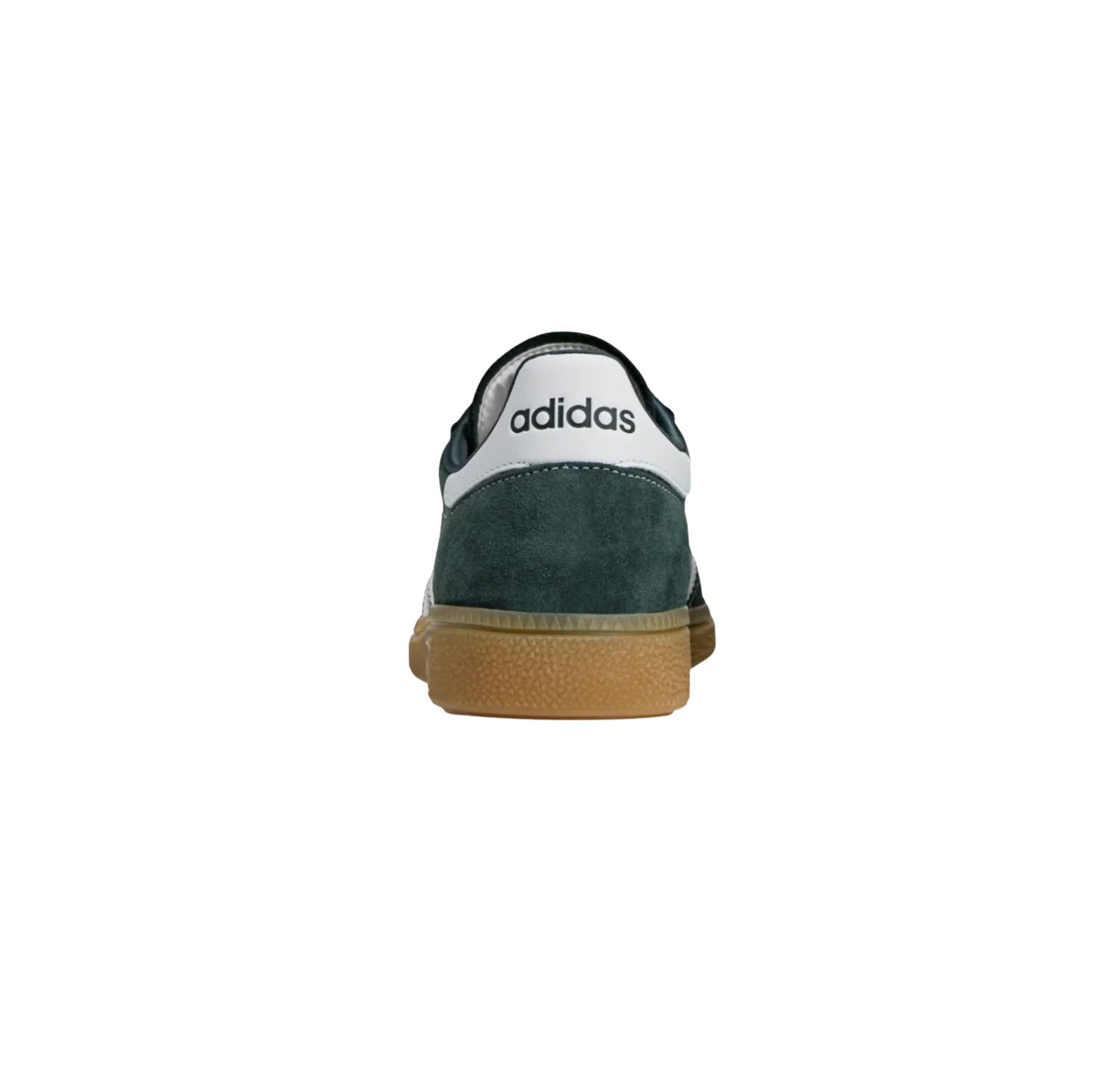 Adidas Sporty and Rich – Rückansicht der Retro-Unisex-Sneaker aus dunkelgrünem Leder mit Gummisohle und weißen Streifen