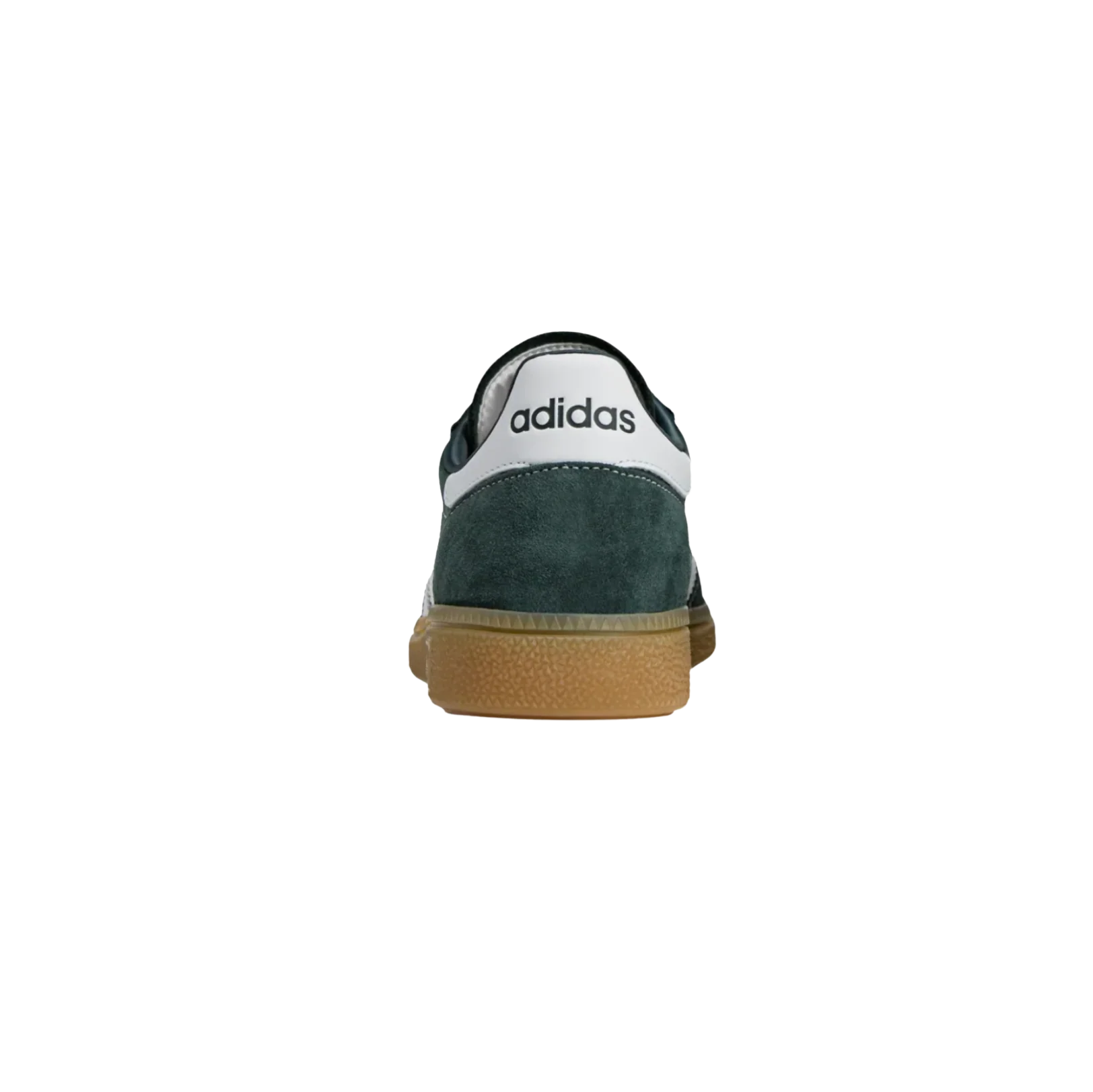 Adidas Sporty and Rich – Rückansicht der Retro-Unisex-Sneaker aus dunkelgrünem Leder mit Gummisohle und weißen Streifen