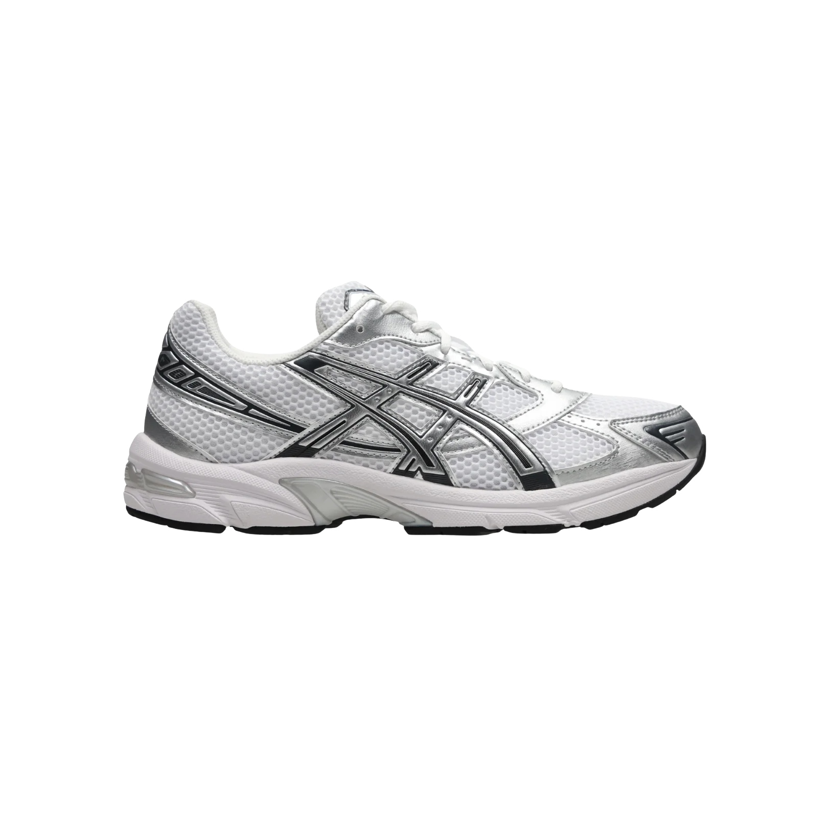 ASICS GEL 1130 White Pure Silver – Seitenansicht des Retro-Running-Sneakers aus weißem Mesh mit GEL™-Dämpfung und Gummisohle