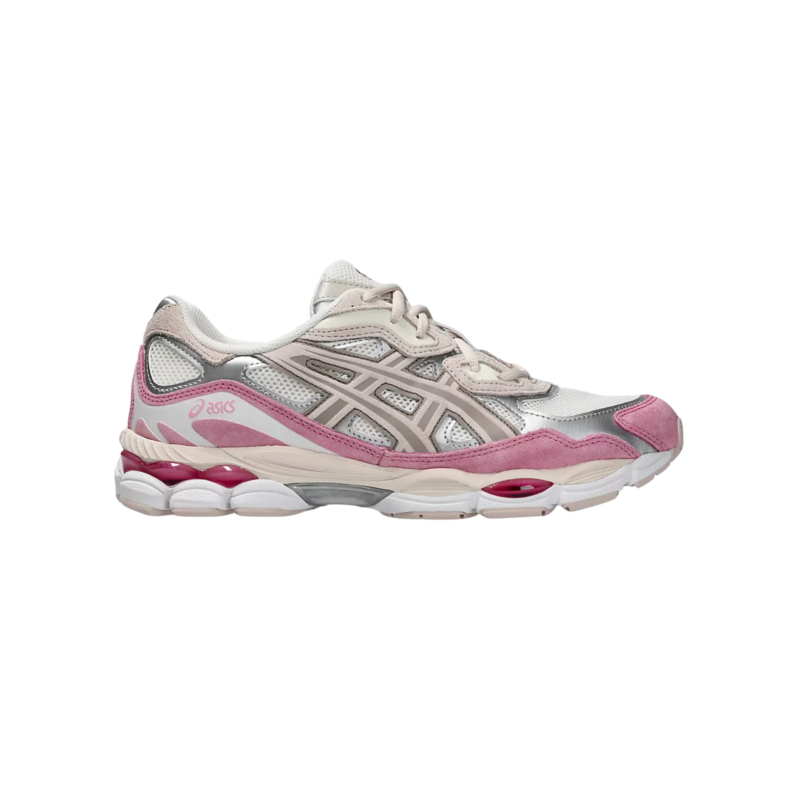 ASICS GEL NYC Cream Mineral Beige – Seitenansicht des Retro-Tech-Sneakers aus Leder mit GEL™-Dämpfung und Gummisohle