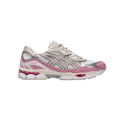 ASICS GEL NYC Cream Mineral Beige – Seitenansicht des Retro-Tech-Sneakers aus Leder mit GEL™-Dämpfung und Gummisohle