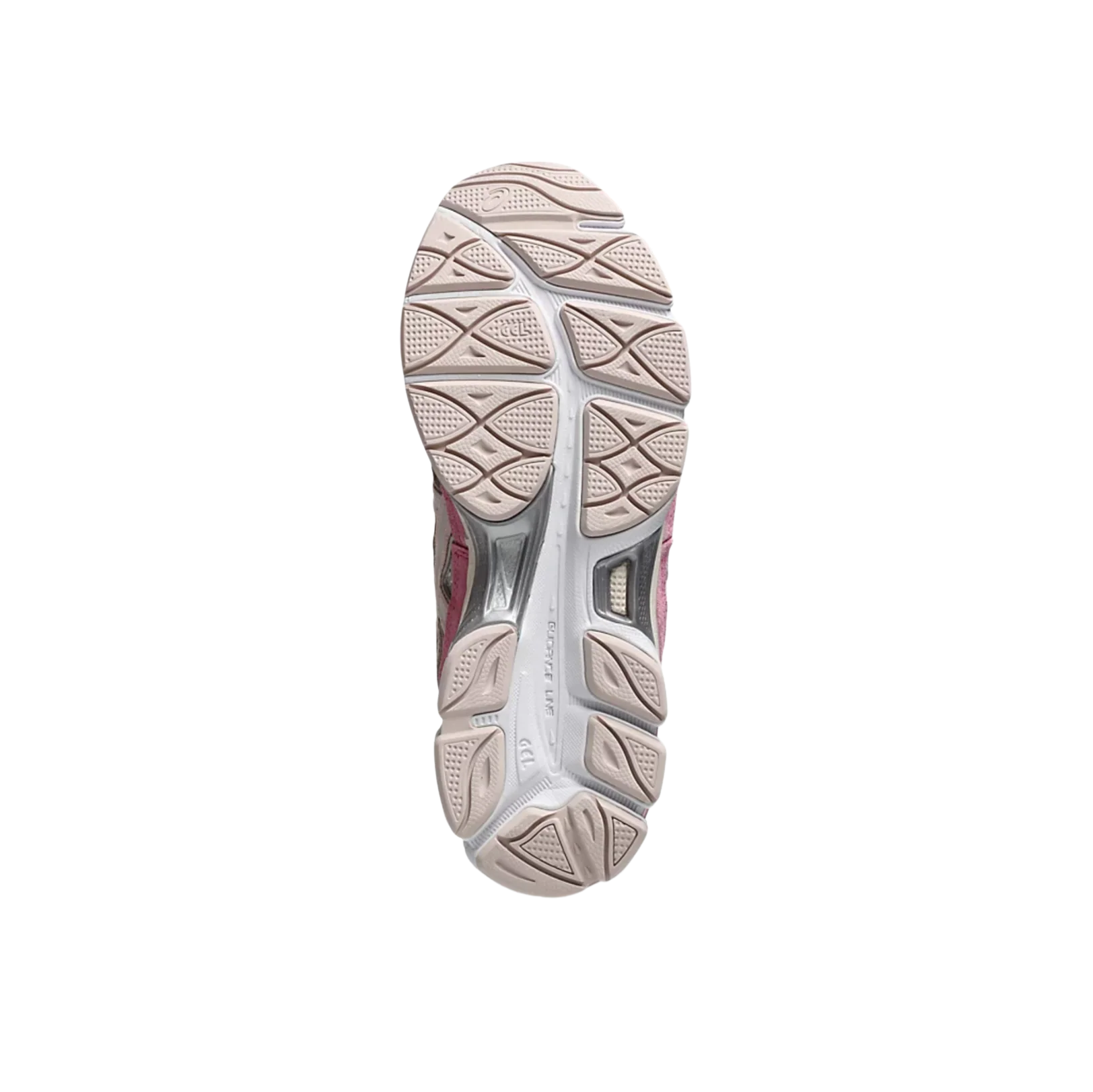 ASICS GEL NYC Cream Mineral Beige – Sohlenansicht mit technischer Profilstruktur, GEL™-Dämpfung und griffigem Gummi