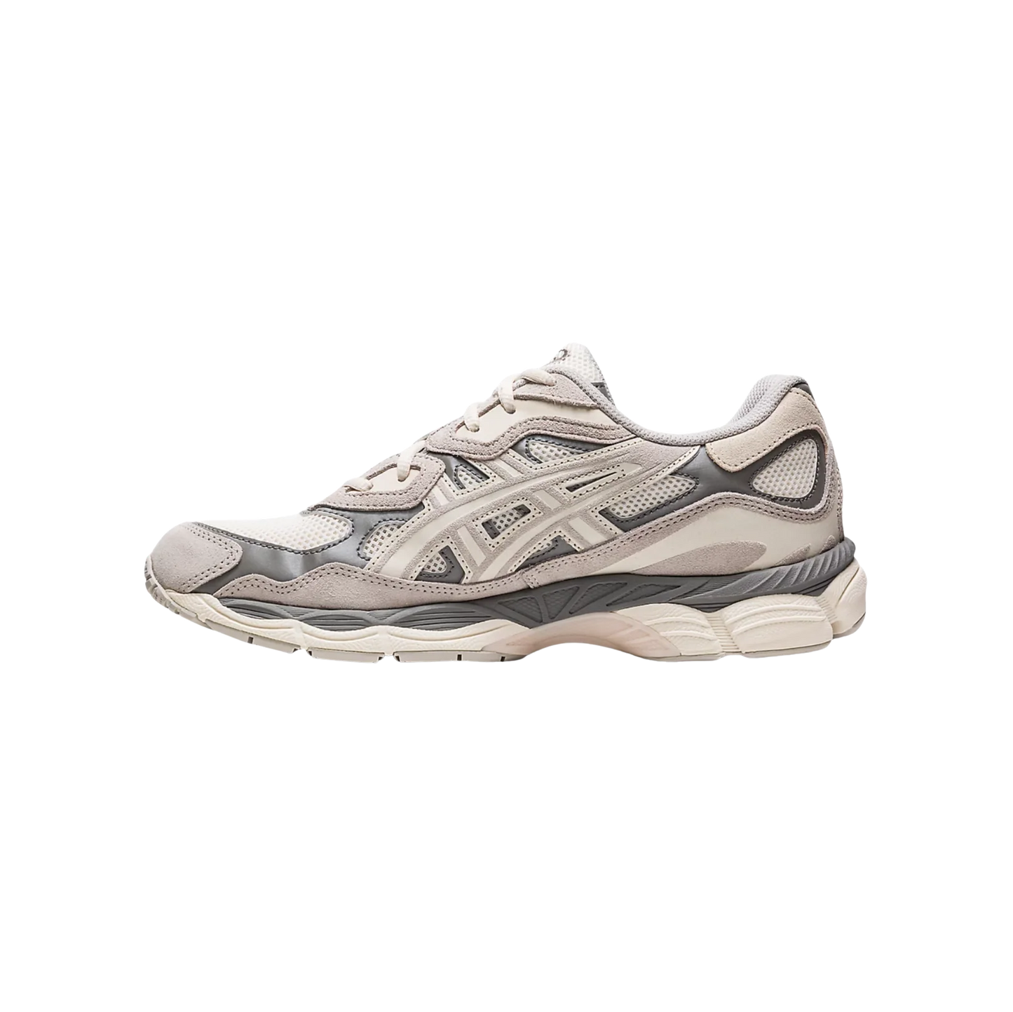 ASICS GEL NYC Cream Oyster Grey – Innenseite des Retro-Tech-Sneakers aus Leder und synthetischem Material mit GEL™-Komfort