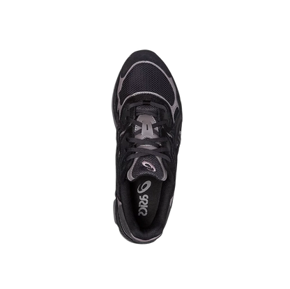 ASICS GEL NYC Graphite Grey Black – Draufsicht mit Leder-Mesh-Obermaterial, schwarzen Schnürsenkeln und dynamischer Silhouette