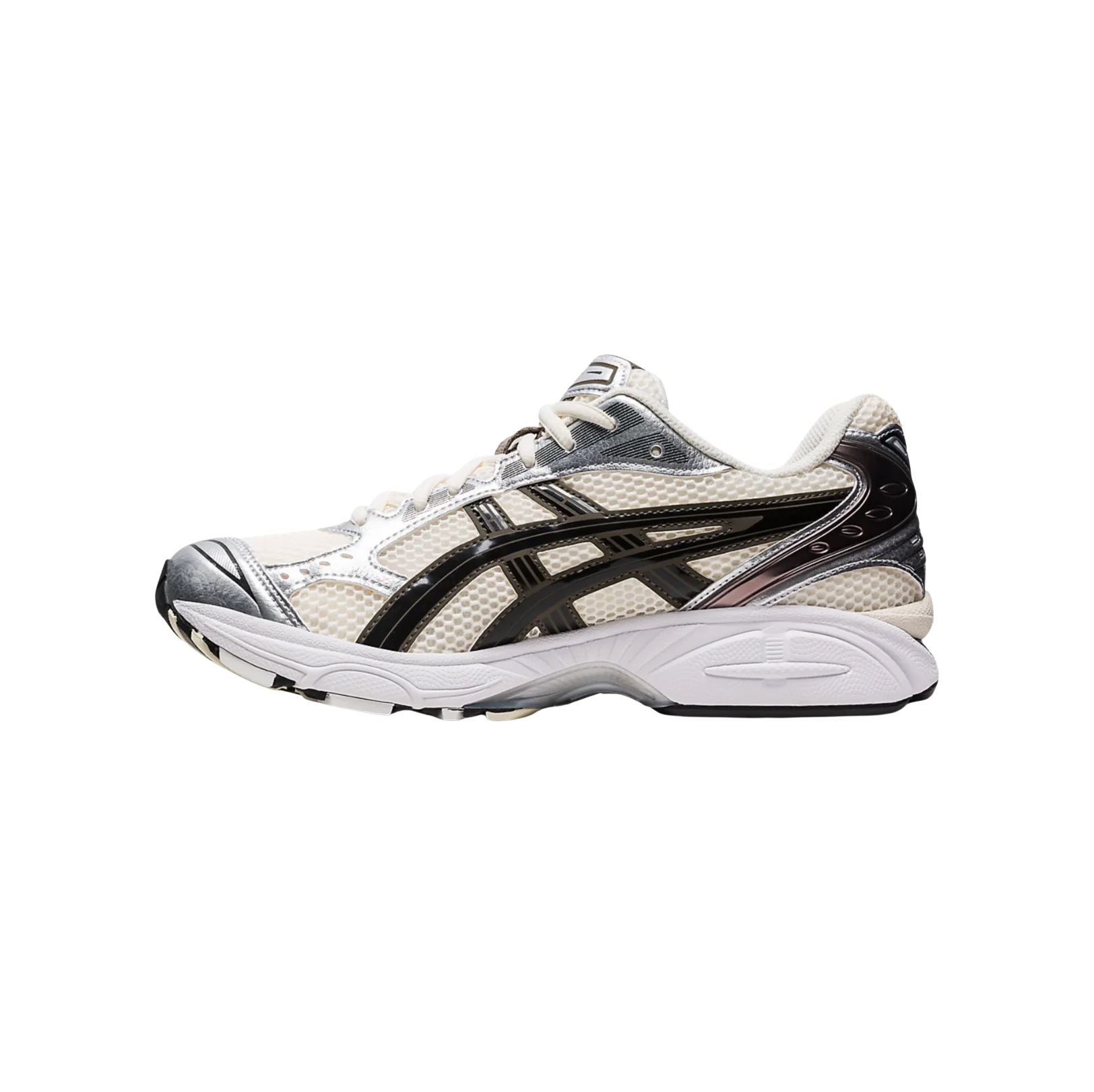 ASICS Kayano 14 Cream – Innenseite mit atmungsaktivem Mesh, synthetischen Verstärkungen und sichtbarer GEL™-Dämpfung