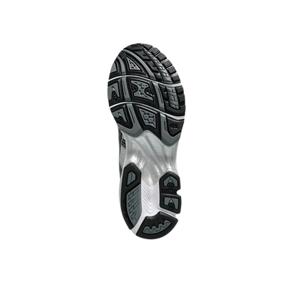 ASICS Kayano 14 Graphite Grey White – Sohlenansicht mit rutschfester Struktur und sichtbarer GEL-Technologie