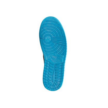 Jordan 1 High OG UNC Reimagined – Ansicht der Außensohle mit rutschfestem Gummiprofil