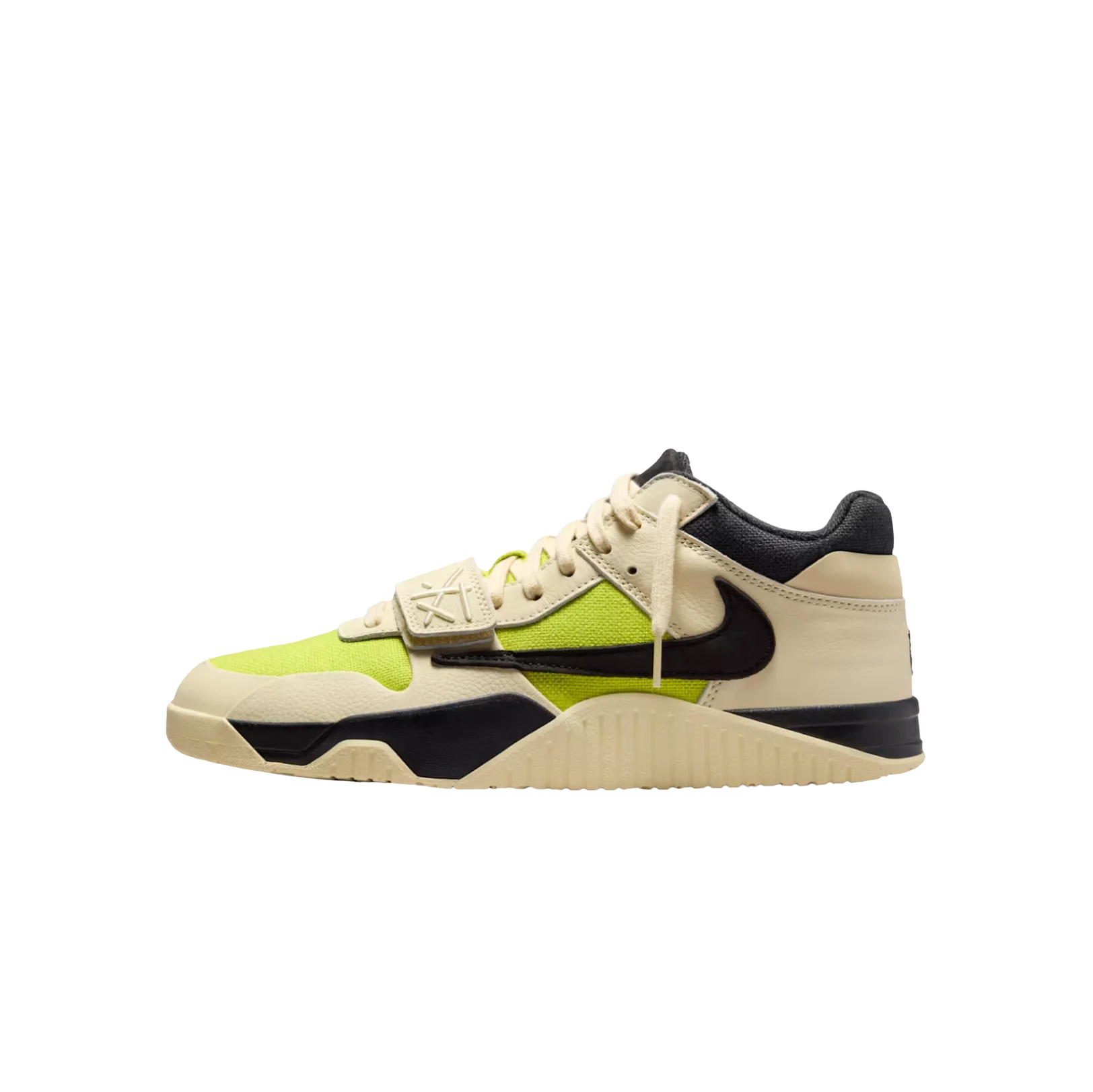 Jordan 1 Travis Scott Bright Cactus – Innenseite aus Muslin-Leder und Canvas in Neon-Cactus mit Cactus-Jack-Branding